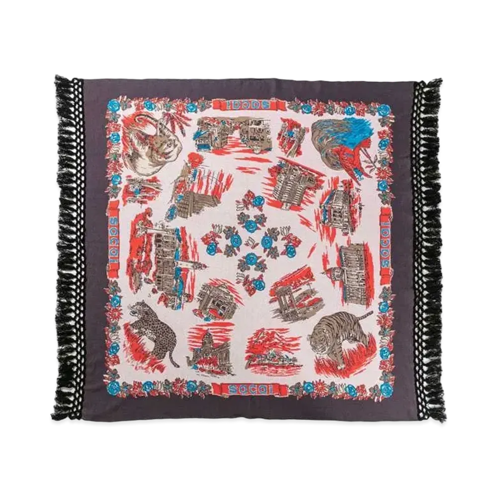 sacai Souvenir Jacquard Knit Scarf "Pink"