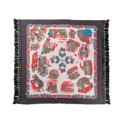 sacai Souvenir Jacquard Knit Scarf "Pink"