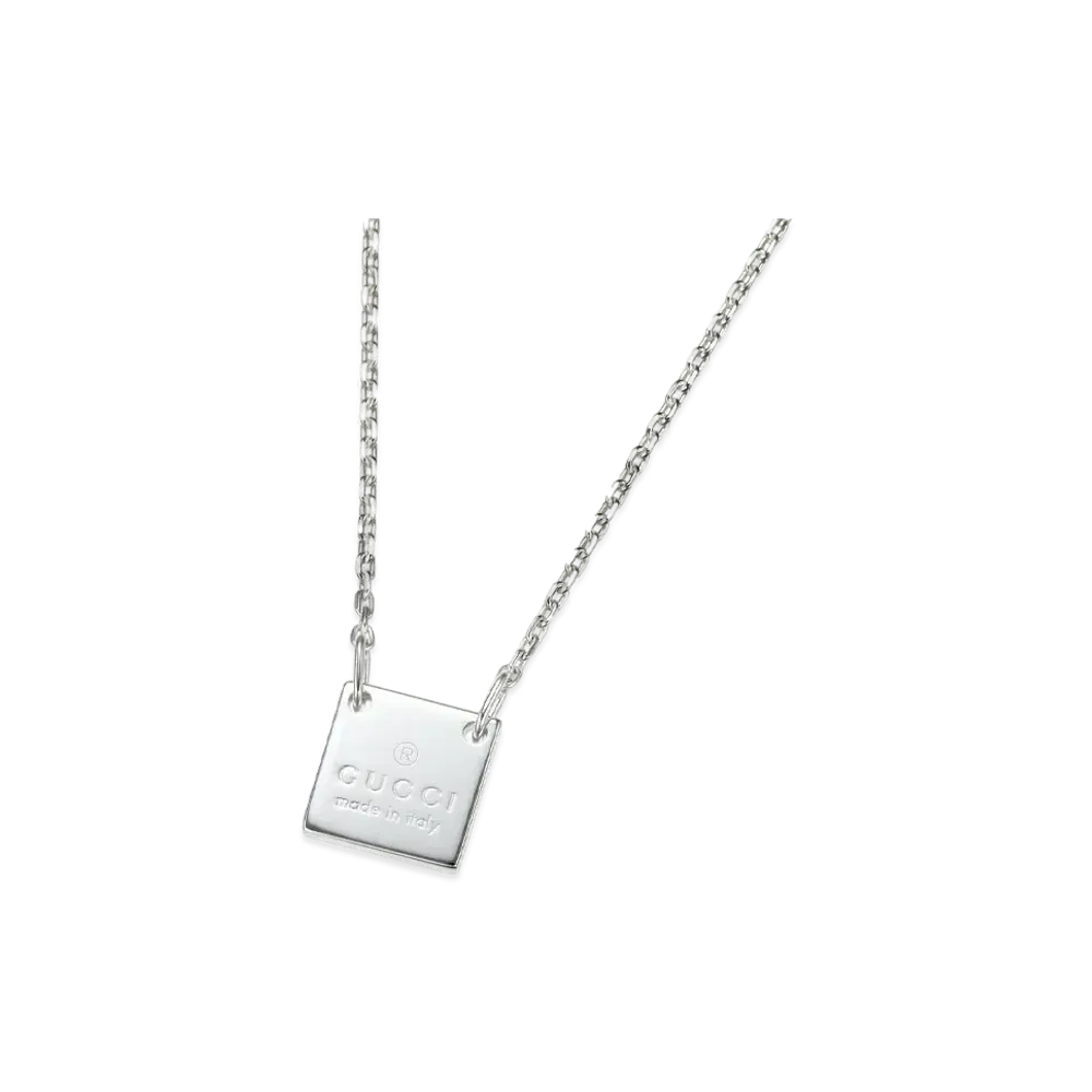GUCCI Square Plate Necklace "Silver"