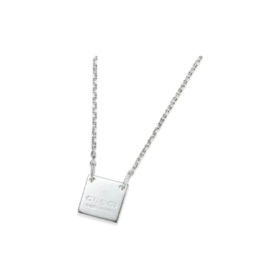 GUCCI Square Plate Necklace "Silver"