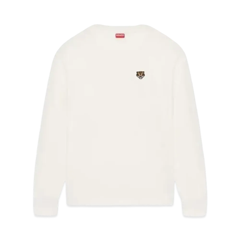 KENZO 'LUCKY TIGER CREST' Embroidered Classic Long Sleeve T-shirt "Off White"