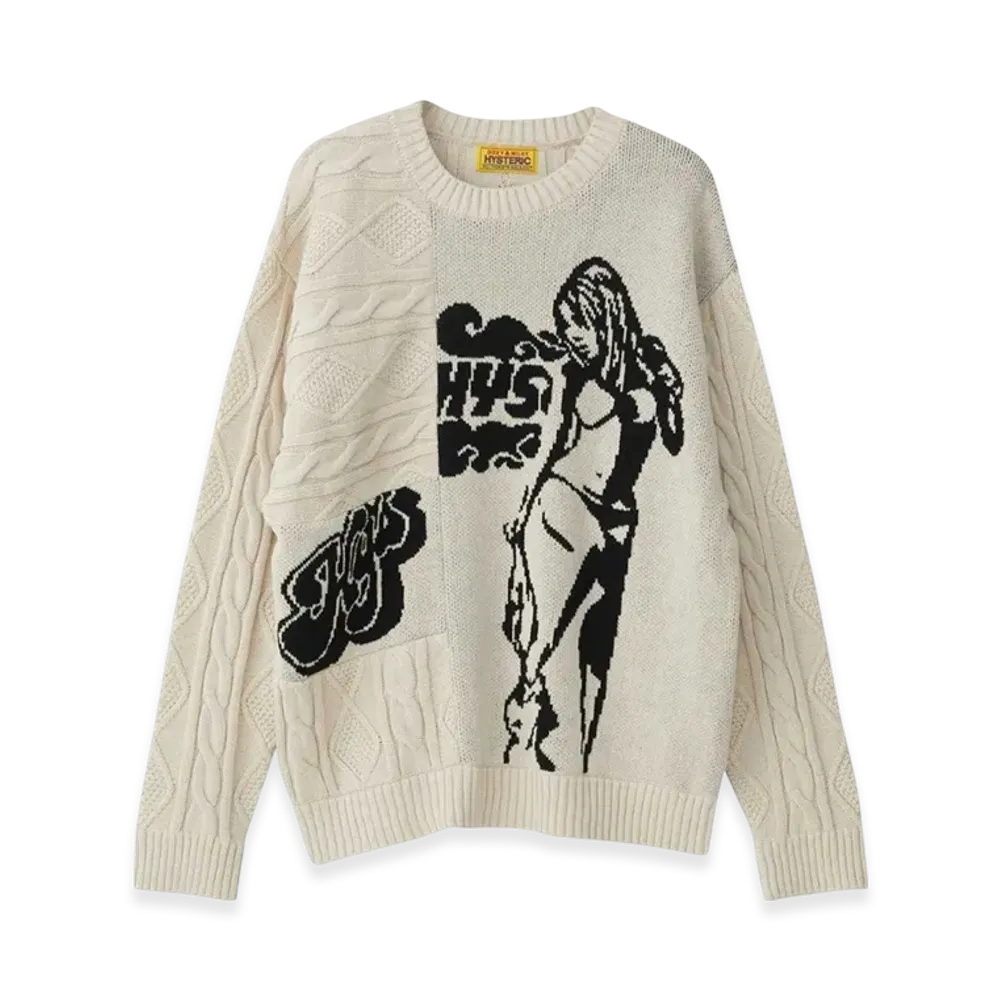 HYSTERIC GLAMOUR Hysteric Times Jacquard Oversized Sweater "White"