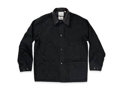 GDC x FULLCOUNT Leather Collar Denim Chore Jacket "Black"