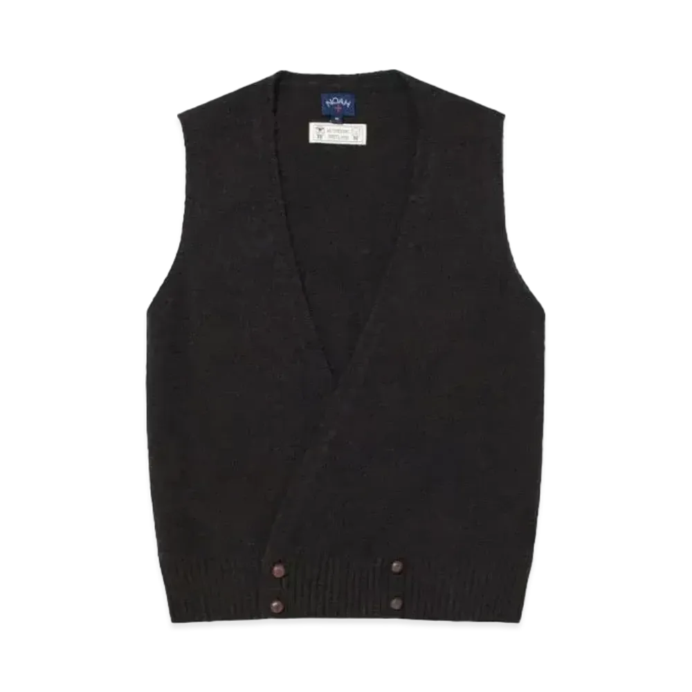 Noah Double-Breasted Shetland Sweater Vest "Black"