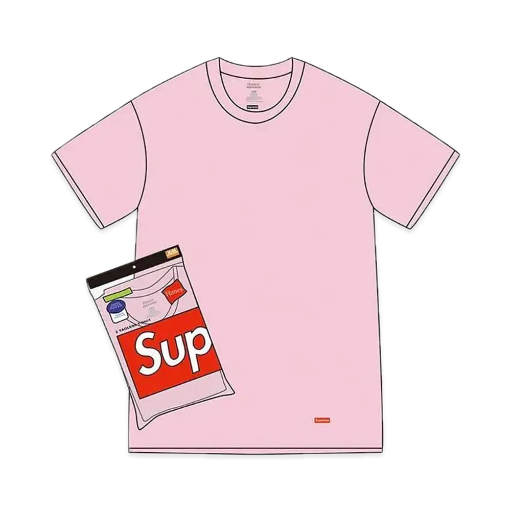 Supreme x Hanes Tagless Tees (2 Pack) "Pink" (21FW)