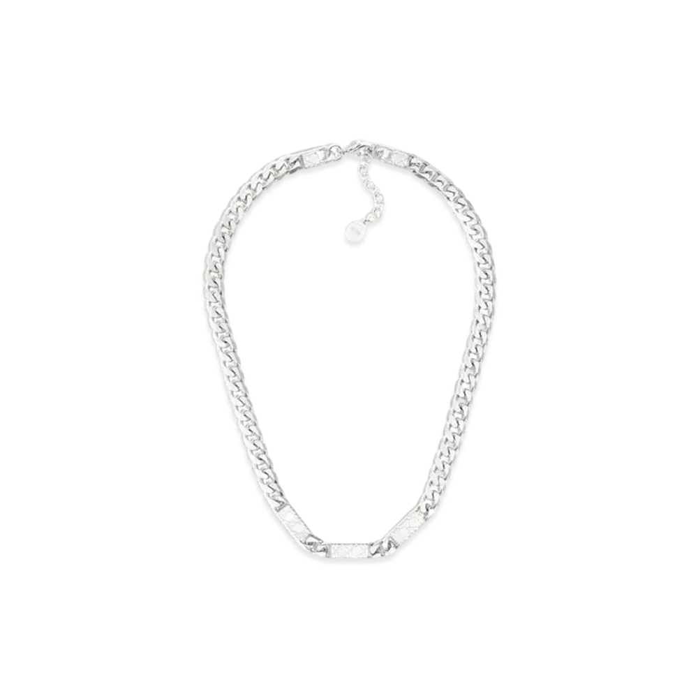 Dior Cannage Chain Link Necklace "Silver"