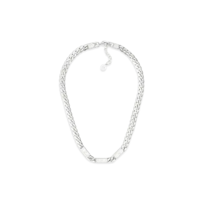 Dior Cannage Chain Link Necklace "Silver"