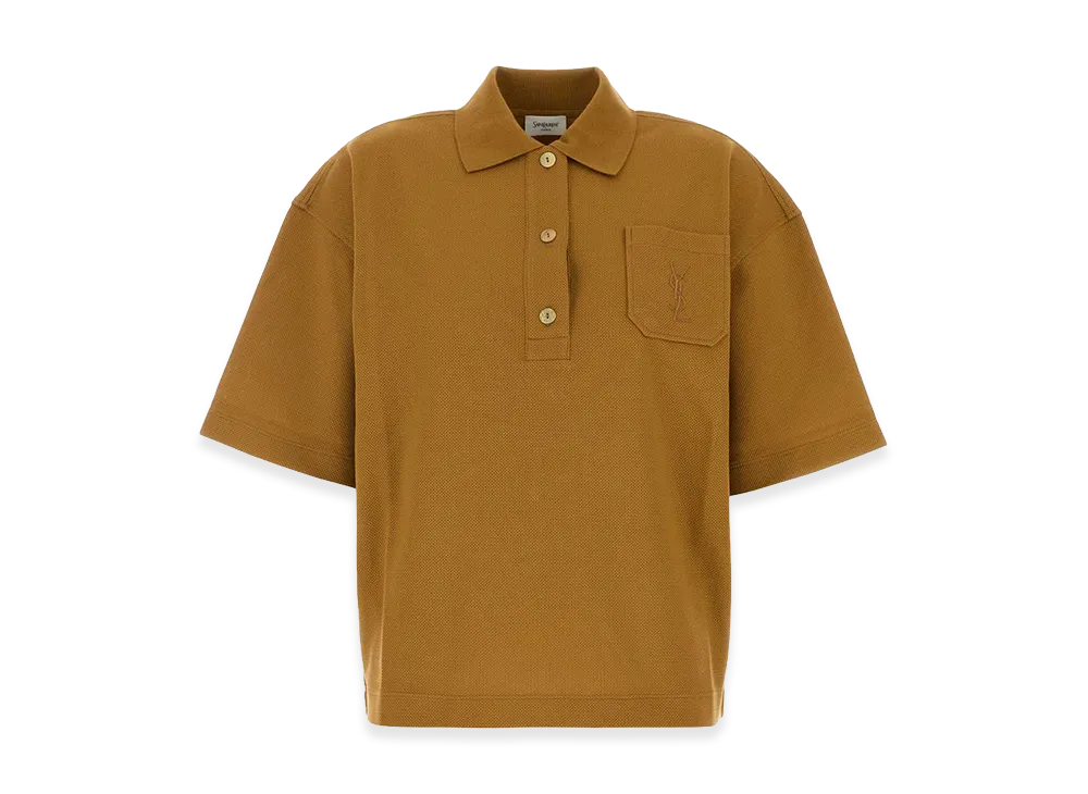 Saint Laurent Women's Piquet Oversize Polo Shirt "Ochre/Yellow"