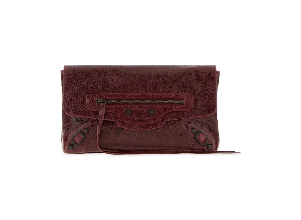 BALENCIAGA Women's Leather Le City Clutch "Burgundy"