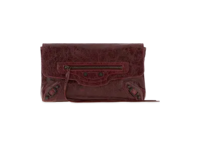 BALENCIAGA Women's Leather Le City Clutch "Burgundy"