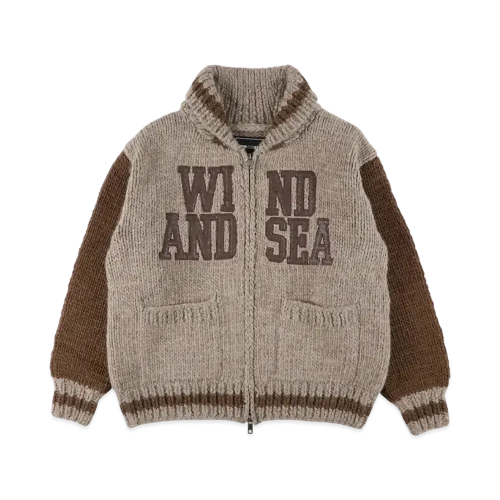 WIND AND SEA Patch Logo Cowichan Jacket "Brown"