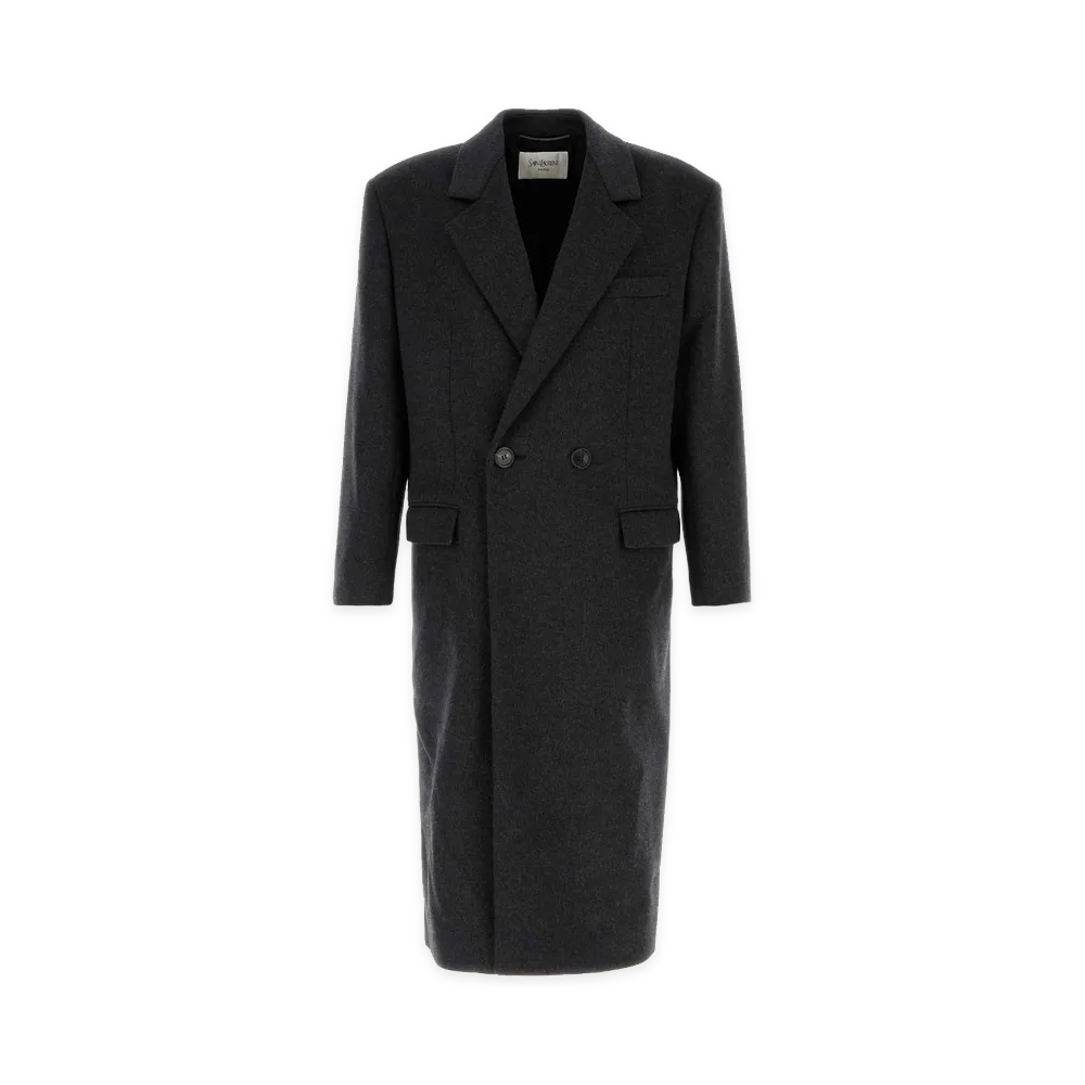 Saint Laurent 80s-Style Coat "Anthracite/Charcoal"
