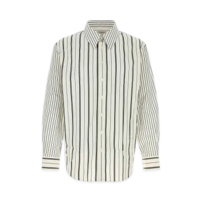 Saint Laurent Winchester Shirt In Satin-Stripe Cotton Poplin "White/Black"