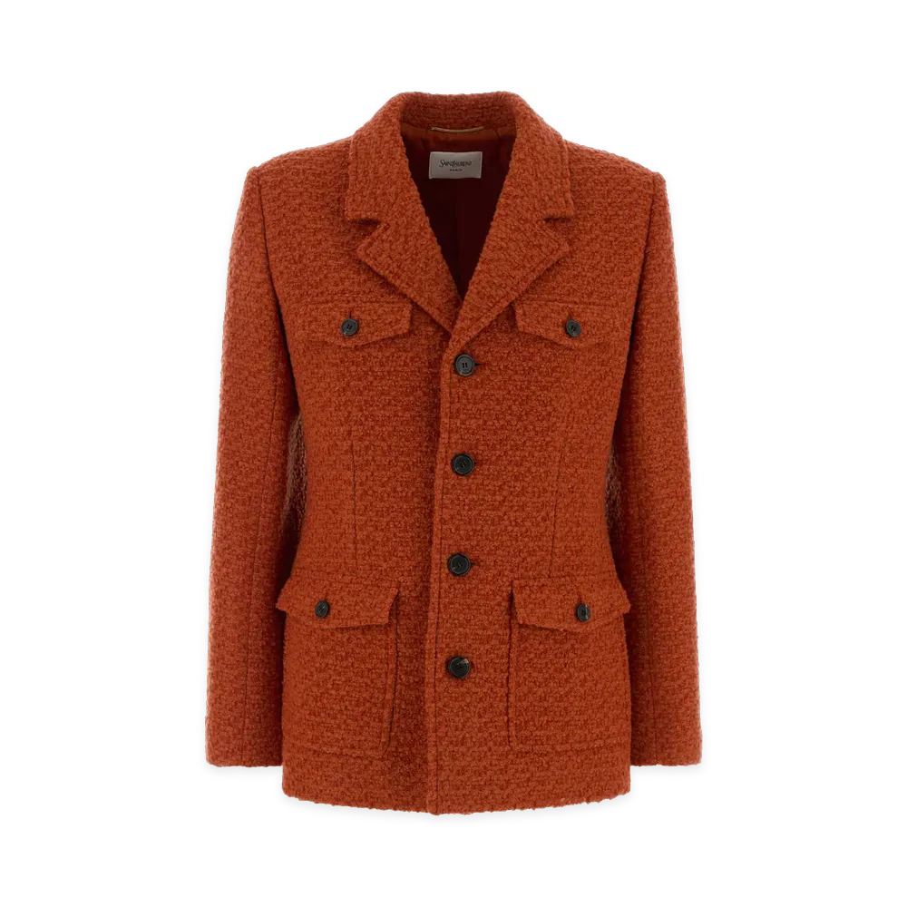 Saint Laurent Women's Jacket In Tweed "Orange"