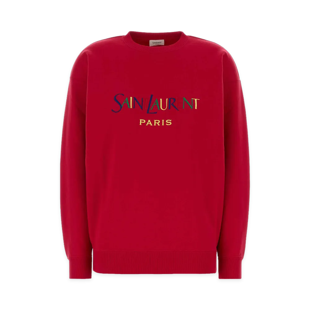 Saint Laurent Women's Cotton Oversize Sweatshirt "Rougemulticolore/Fuchsia"