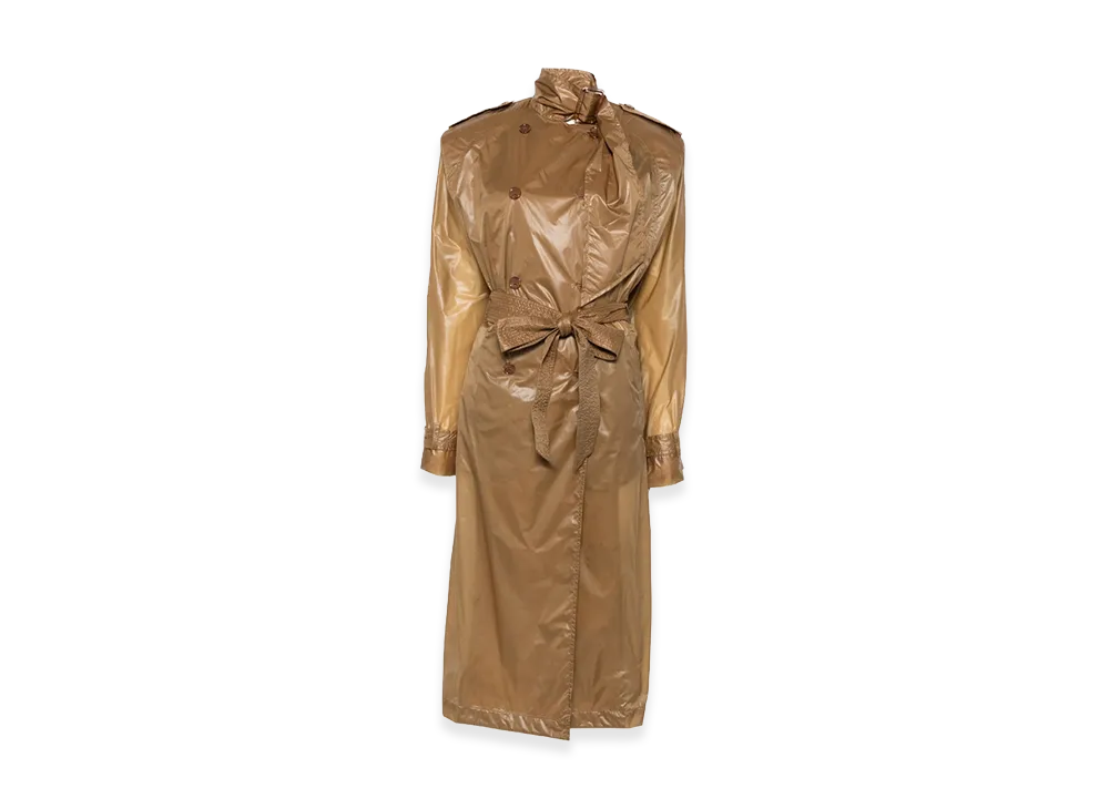 Saint Laurent Women's Translucent Trench Coat With Lavalliere In Technical Fabric "Beige"