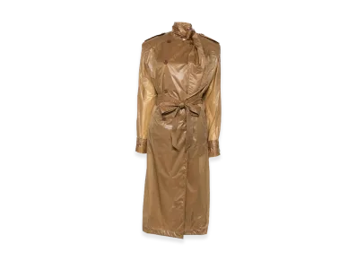Saint Laurent Women's Translucent Trench Coat With Lavalliere In Technical Fabric "Beige"