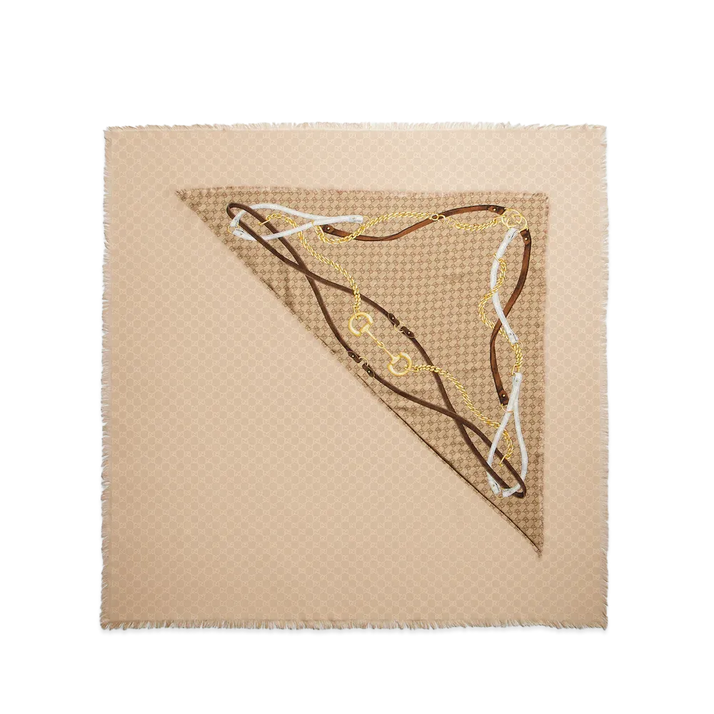GUCCI Women's Wool Silk Jacquard Cape "Beige"