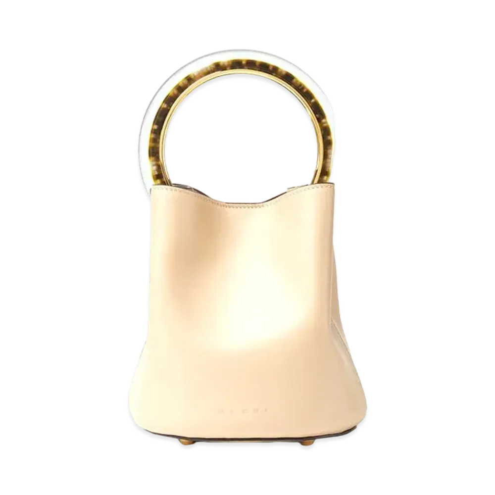 Marni PANNIER Bag in Calf Leather with Resin and Metal Handle "White"