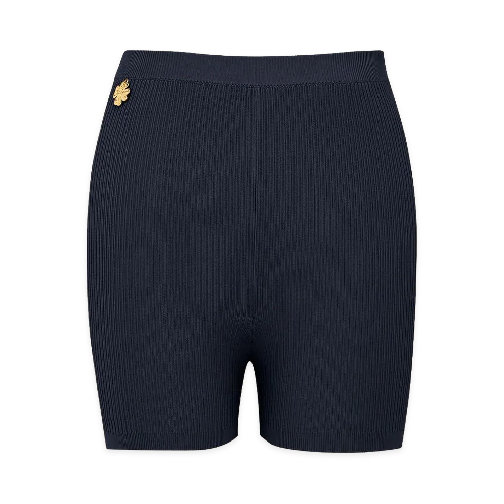 Saint Laurent Women's Ribbed Knit Cycling Shorts "Blue"