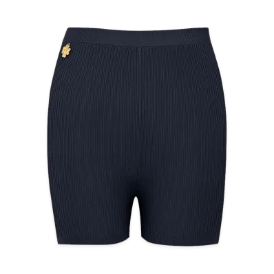 Saint Laurent Women's Ribbed Knit Cycling Shorts "Blue"