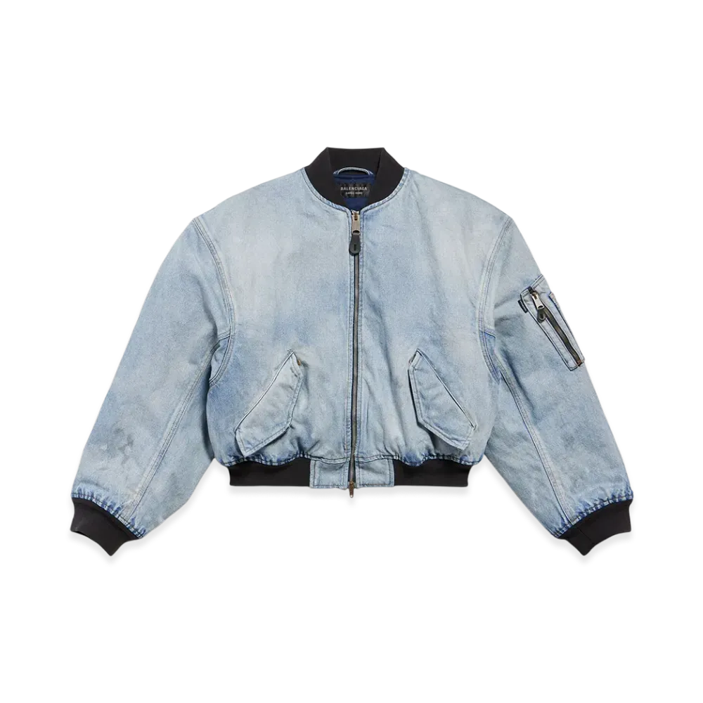 BALENCIAGA Standard Bomber Jacket "Dirty Effect Light Blue"