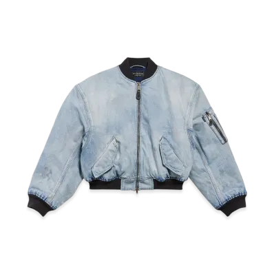 BALENCIAGA Standard Bomber Jacket "Dirty Effect Light Blue"