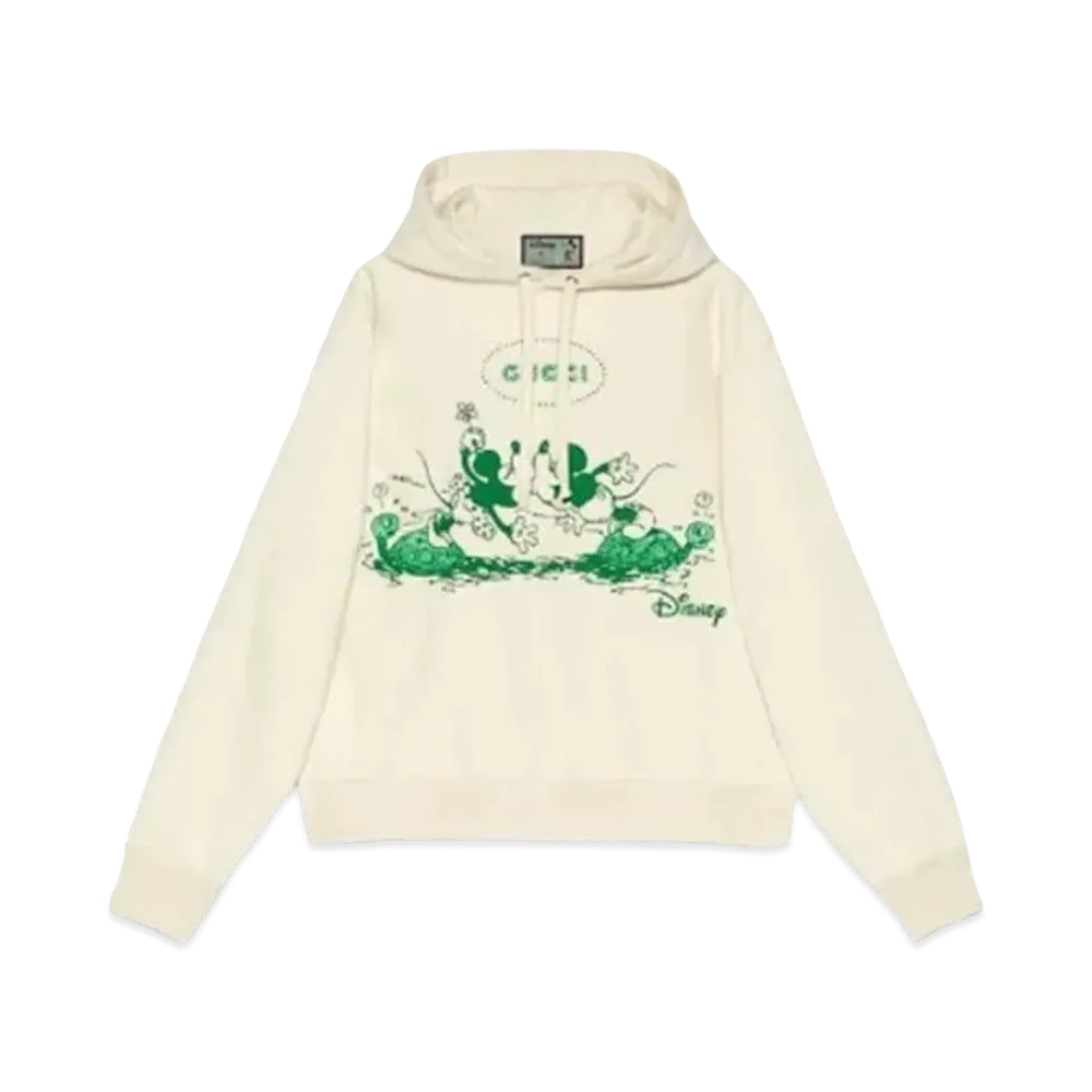 GUCCI x Disney Men's Mickey Minnie Printed Logo Hooded Long Sleeved Sweater "Beige"
