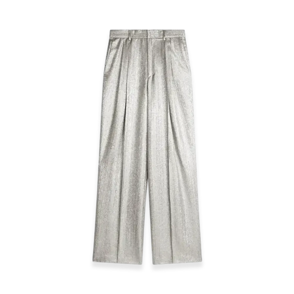 DRIES VAN NOTEN Viscose Straight Pants "Silver"