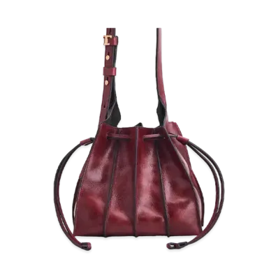 TOD'S Leather Tack Shoulder Bag Mini "Bordeau"