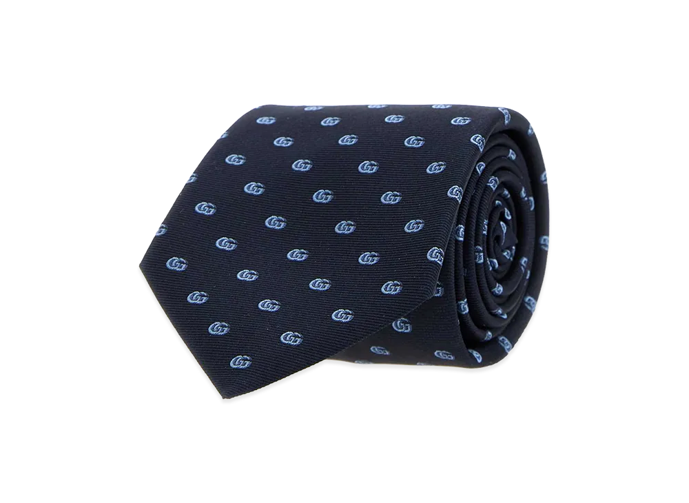 GUCCI Embroidered Jacquard Tie "Blue"