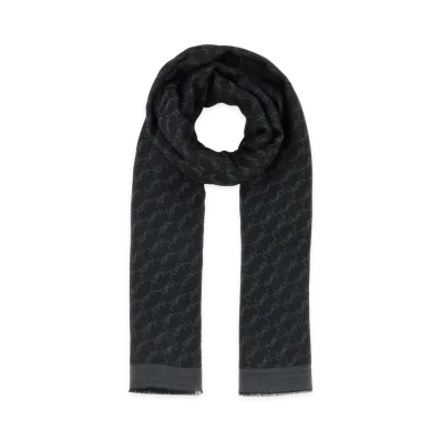 Saint Laurent Embroidered Cashmere Scarf "Black"