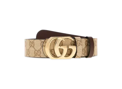 GUCCI GG Fabric Reversible GG Marmont Belt "Sand/Brown"