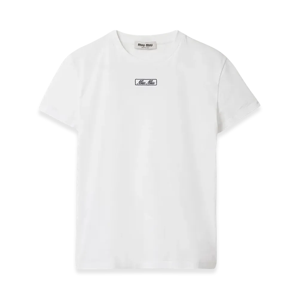 MIU MIU Embroidered Cotton Jersey T-Shirt "White"