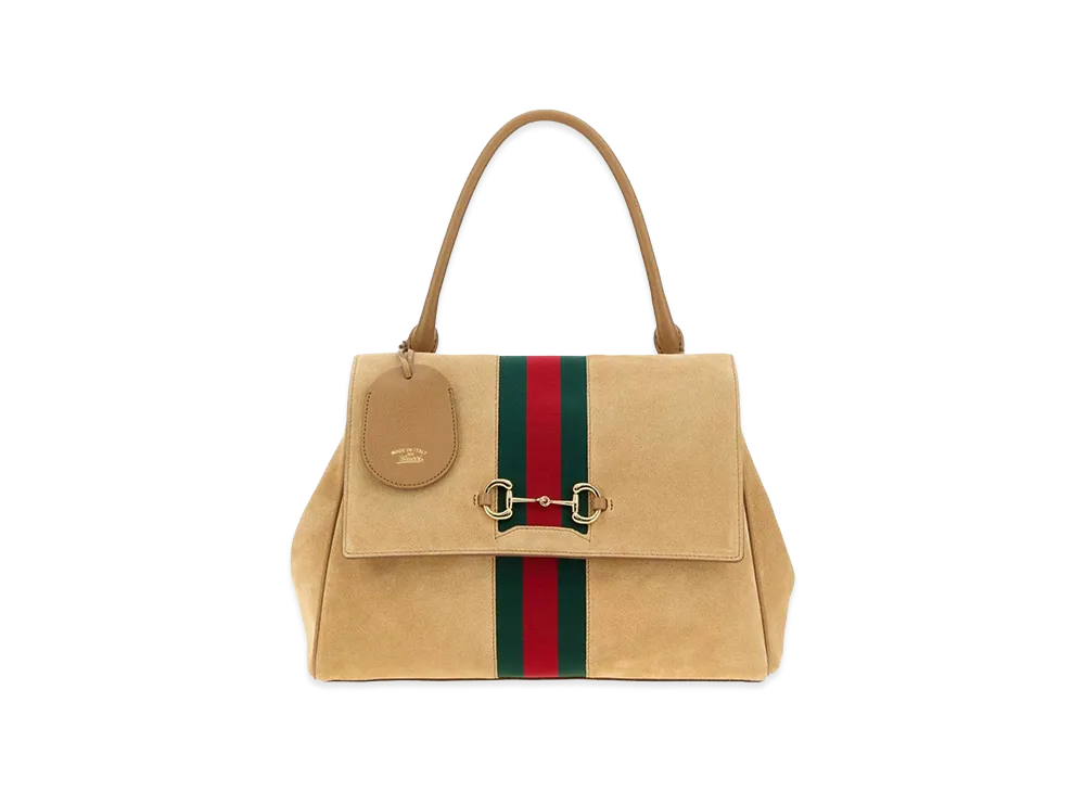 GUCCI Women's Suede Medium Paparazzo Handbag "Beige"