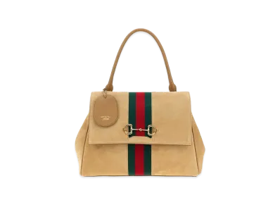 GUCCI Women's Suede Medium Paparazzo Handbag "Beige"