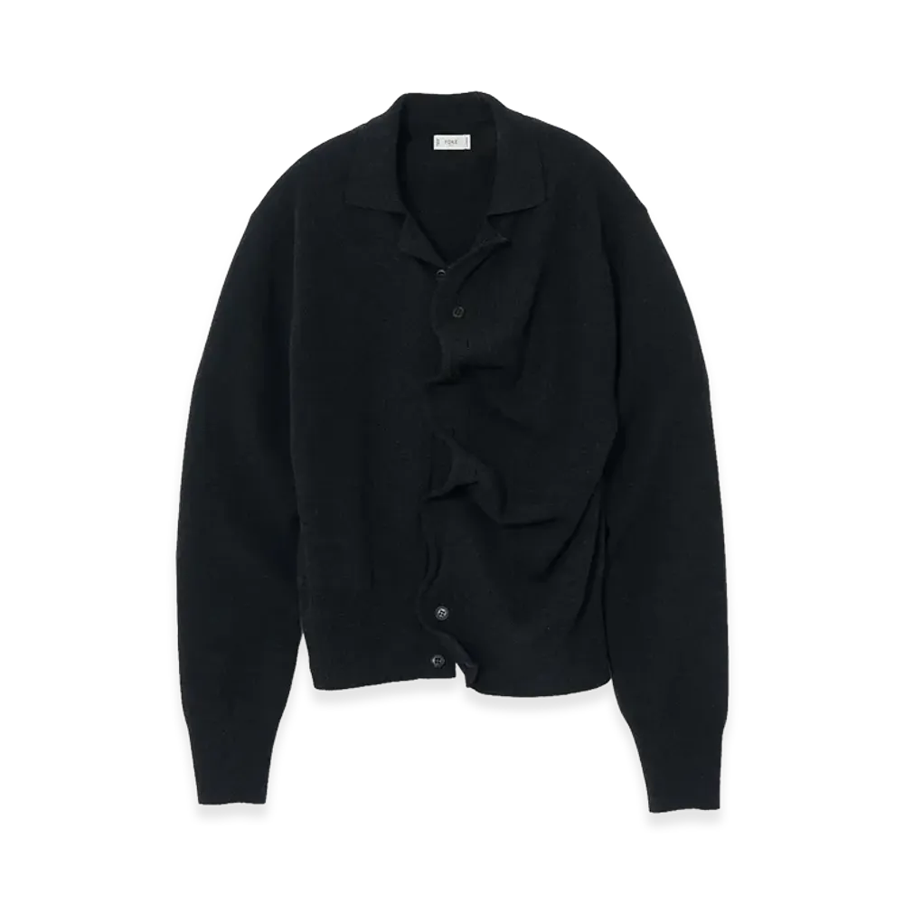 YOKE Lambs Wool Sculptural Wired Knit Shirt "Black"