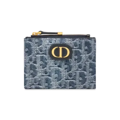 Dior 30 Montaigne Dahlia Wallet Denim Dior Oblique Jacquard "Blue"