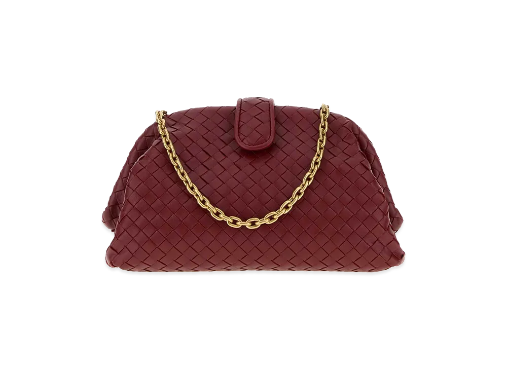 Bottega Veneta Women's Leather Small Lauren 1980 Clutch "Burgundy/Bordeaux"