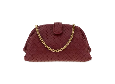Bottega Veneta Women's Leather Small Lauren 1980 Clutch "Burgundy/Bordeaux"