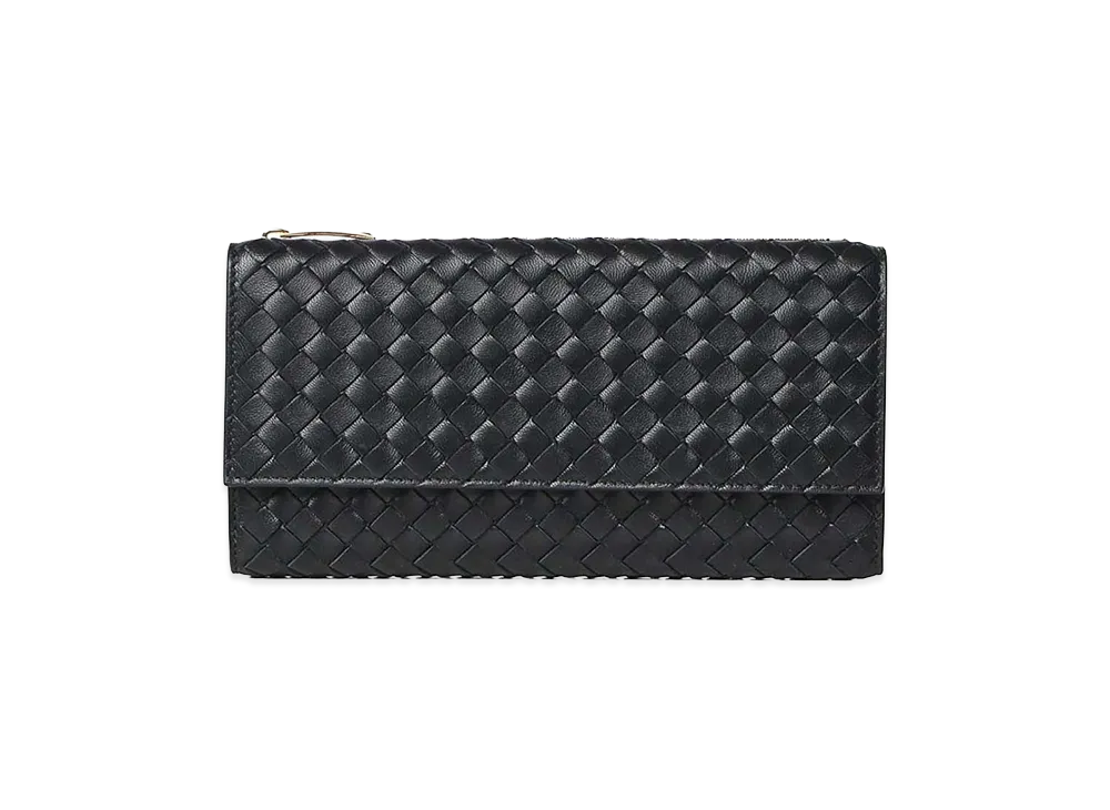 Bottega Veneta Women's Long Braided Leather Wallet "Black"