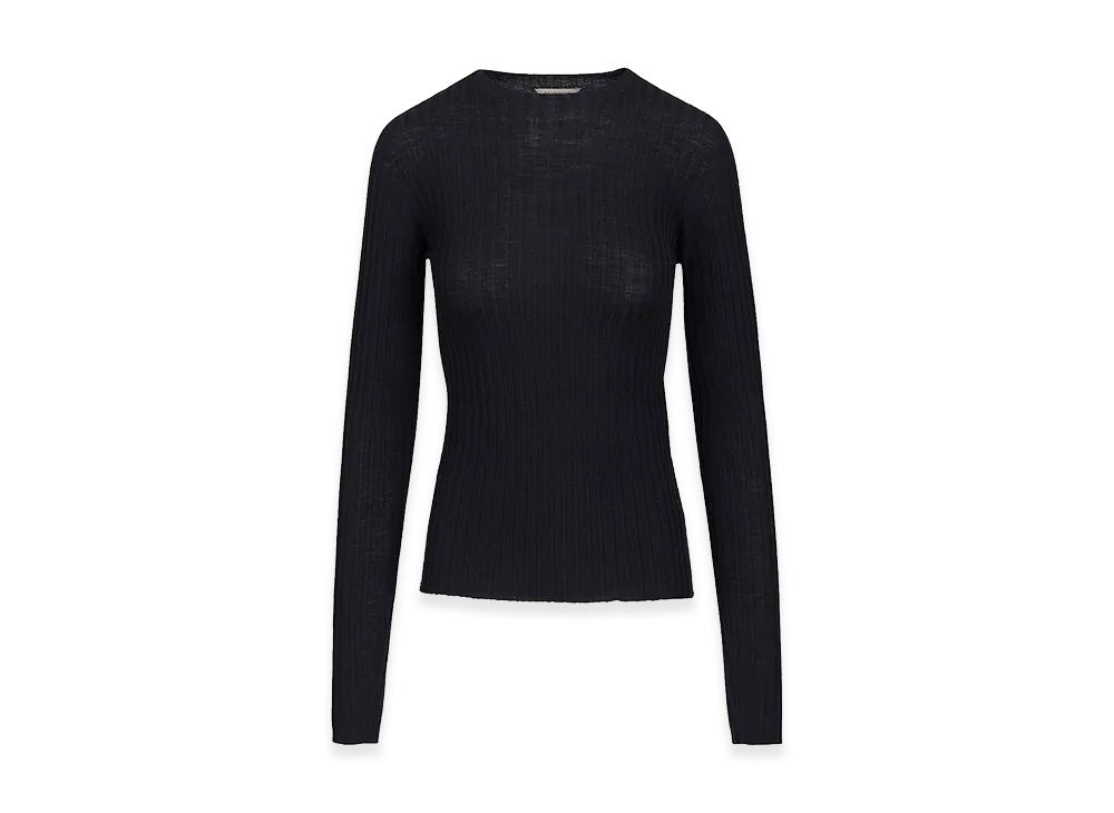 BALENCIAGA Women's Ribbed Knit Sweater "Blue"