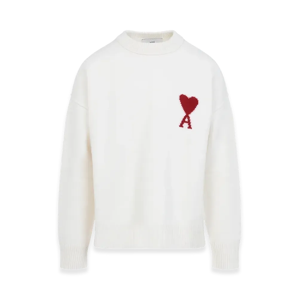 AMI PARIS Ami De Coeur Crewneck Sweater In Wool "White"