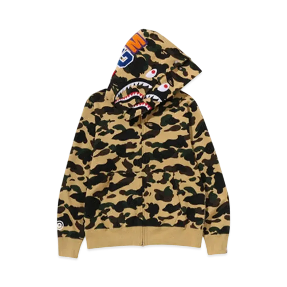 A BATHING APE 1St Camo Shark Full Zip Double Hoodie "Yellow"