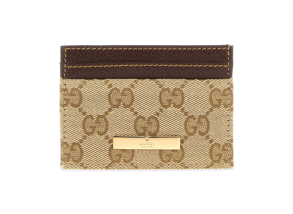 GUCCI Women's GG Fabric Card Holder "Sand/Brown"
