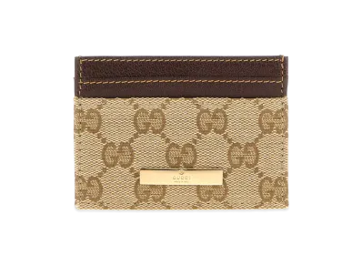 GUCCI Women's GG Fabric Card Holder "Sand/Brown"