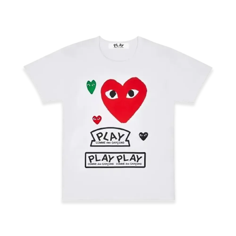 PLAY COMME des GARCONS Logo T-Shirt with Red Heart "White"