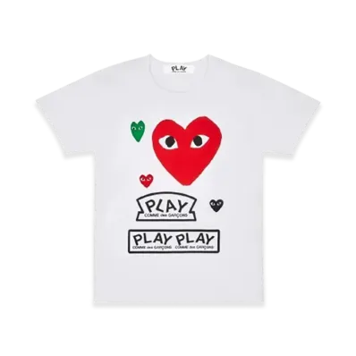 PLAY COMME des GARCONS Logo T-Shirt with Red Heart "White"