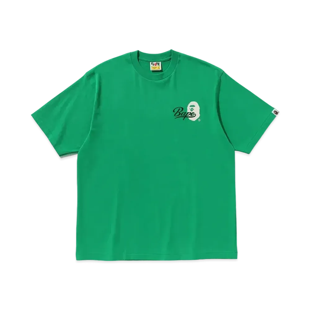 A BATHING APE Cursive College Logo Relaxed Fit Tee "Green"