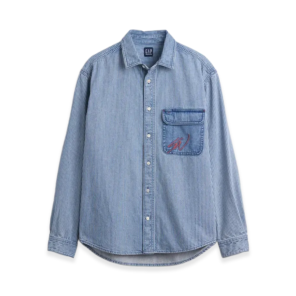 Gap x Sean Wotherspoon Relaxed Fit Railroad Denim Shirt "Blue Railroad Stripe"